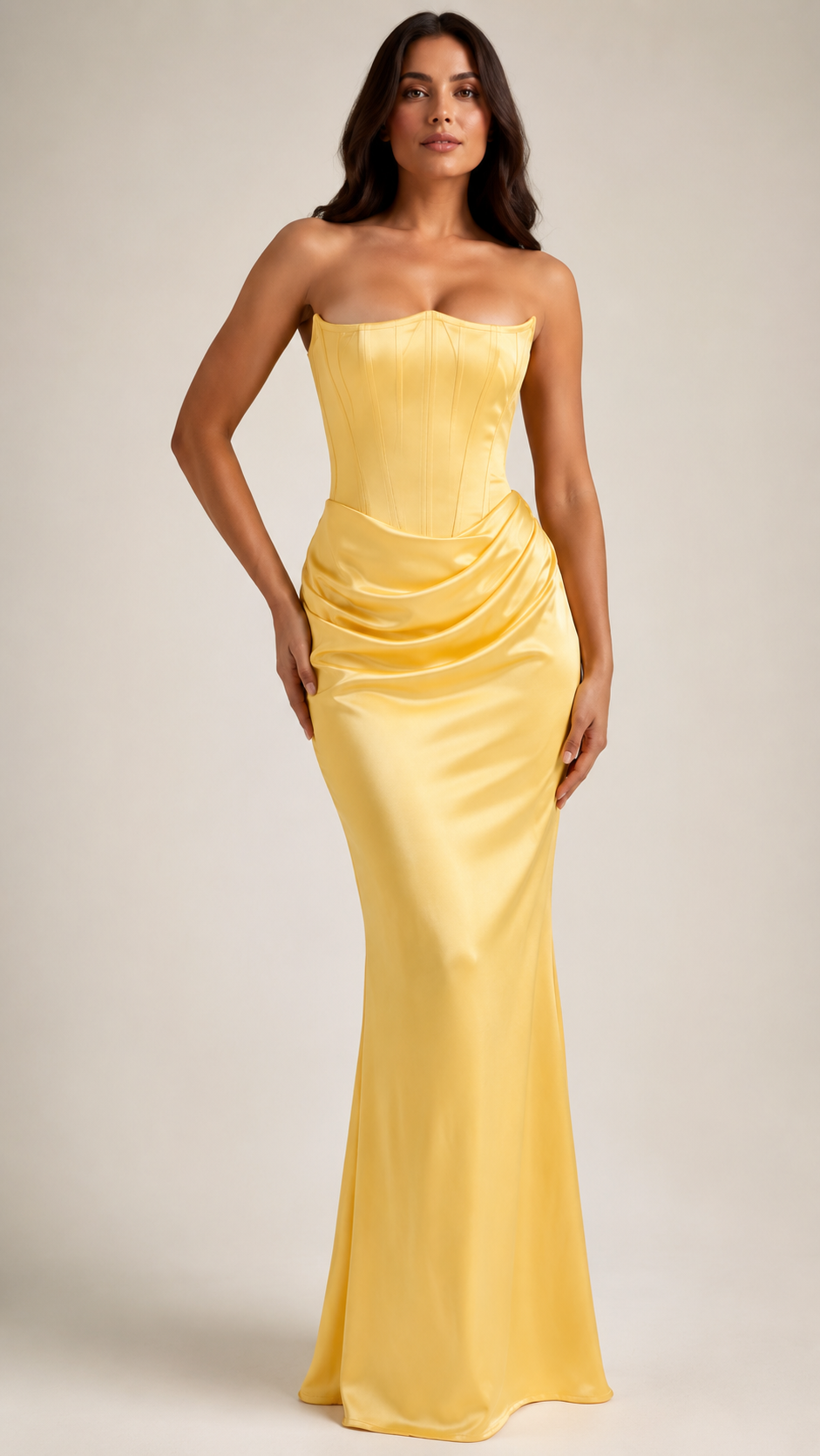 Women's One Shoulder Pleated Bodysuit Dress | Structured Formal Evening Gown