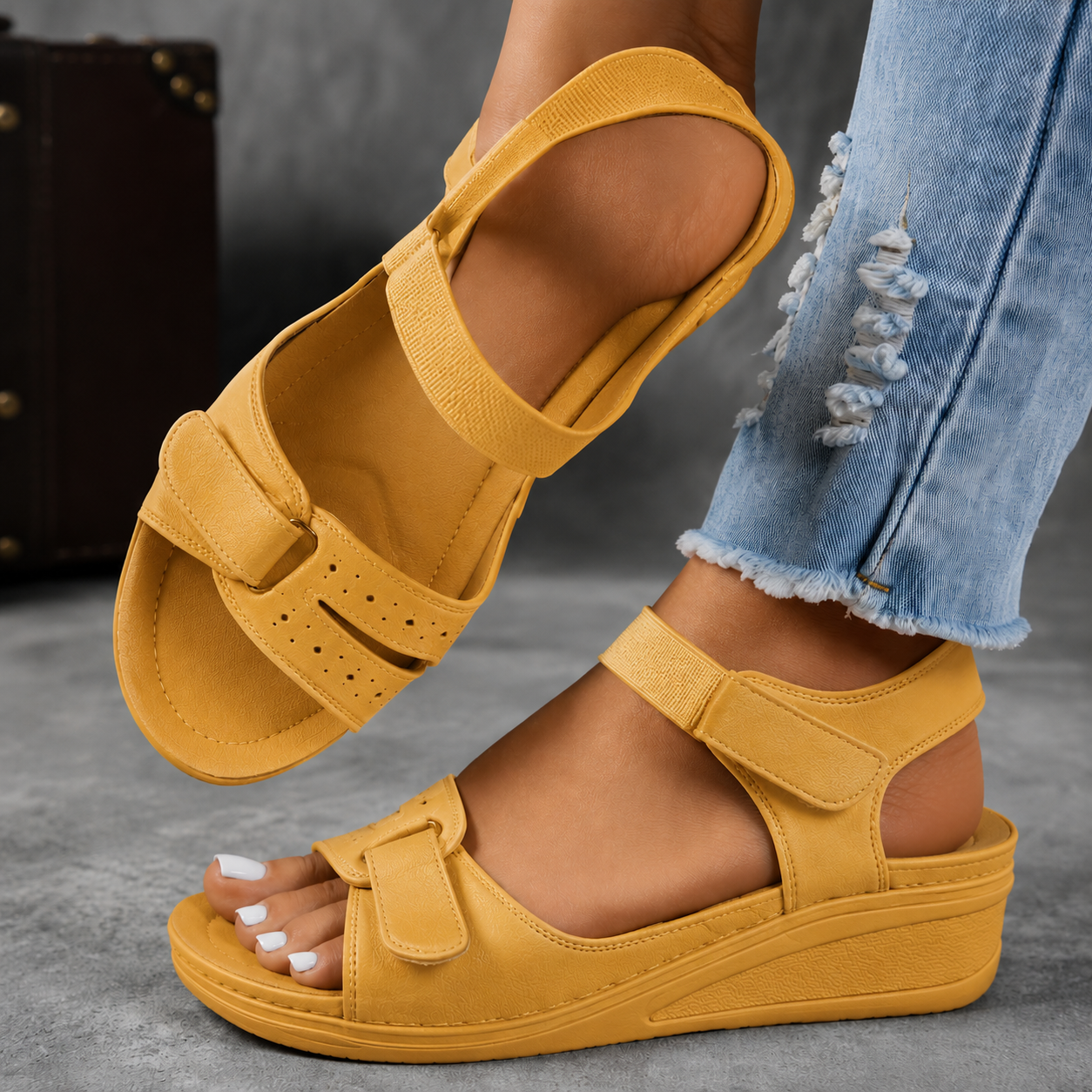 Women's Roman Velcro Strap Sandals | Casual Platform Walking Shoes