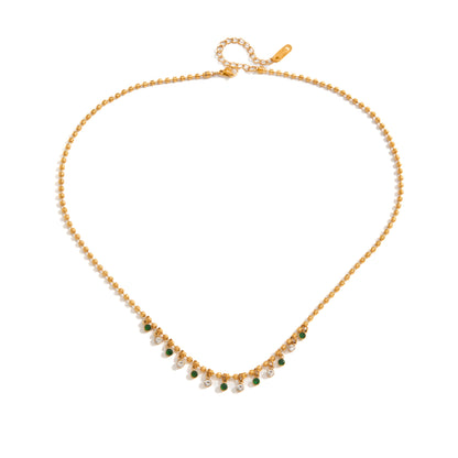 Women's Gold Geometric Pendant Necklace | Stainless Steel PVD Zircon Charm