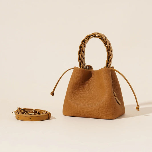 Women's Leather Drawstring Bucket Bag | Adjustable Crossbody Purse