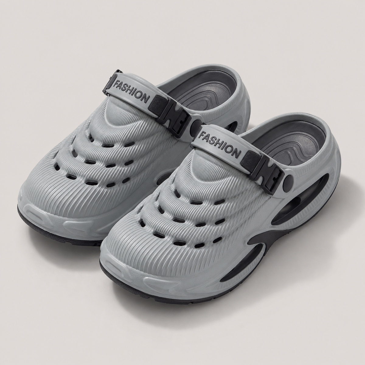 Gray Black EVA sport sandals studio hero
