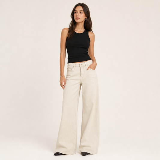 Light Apricot Regular wide-leg jeans studio hero