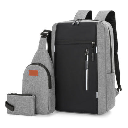 Oxford Fabric 3-Piece Laptop Backpack Set | USB Charging Travel Bag