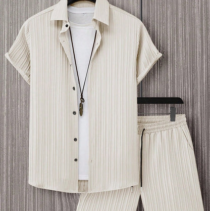 Men's Short Sleeve Shirt & Shorts Set | Casual Two-Piece Summer Co-Ord
