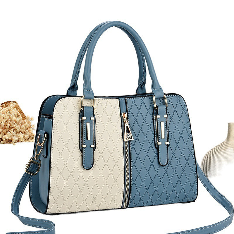 Women's Color Block Large Tote Handbag | PU Leather Adjustable Shoulder Bag