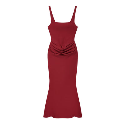 Women's Square Neck Mermaid Gown | Backless Bodycon Formal Evening Dress