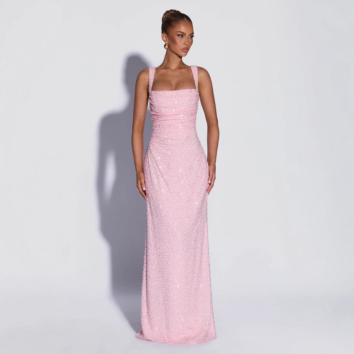 Women's Sequin Sleeveless Evening Gown | High Slit Formal Maxi Dress