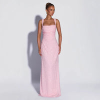 Women's Sequin Sleeveless Evening Gown | High Slit Formal Maxi Dress