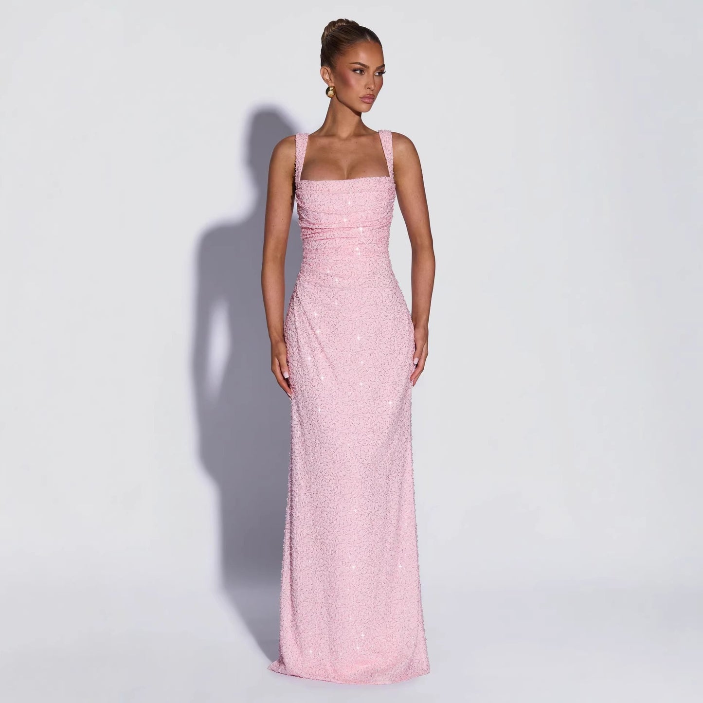 Women's Sequin Sleeveless Evening Gown | High Slit Formal Maxi Dress