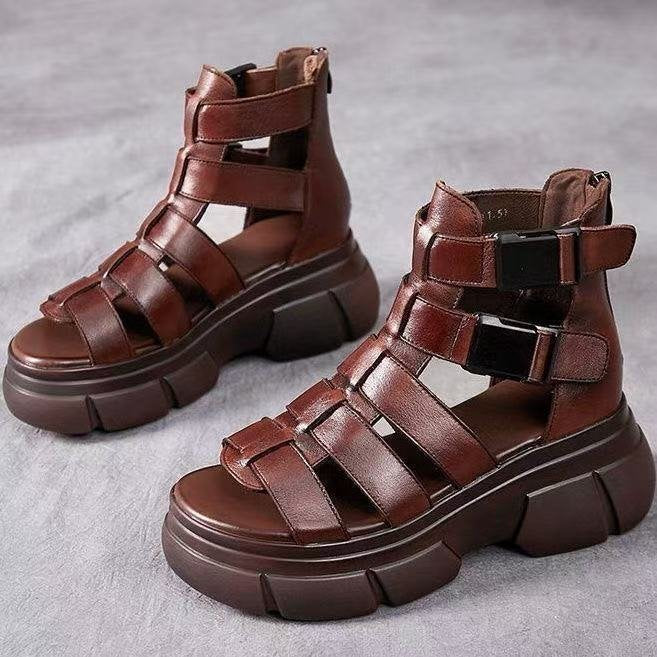 Women's Chunky Platform Roman Sandals | Buckle Strap Open Toe Shoes
