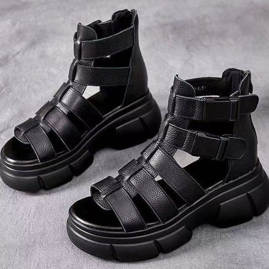 Women's Chunky Platform Roman Sandals | Buckle Strap Open Toe Shoes