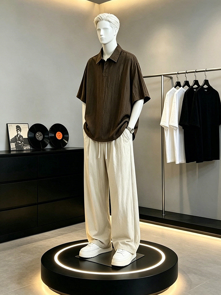 Men's Linen Polo Shirt & Wide-Leg Pants Set | Lightweight Summer Resort Outfit