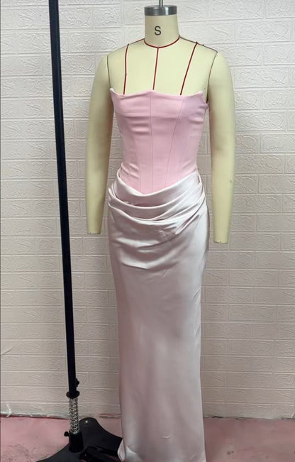 Women's One Shoulder Pleated Bodysuit Dress | Structured Formal Evening Gown