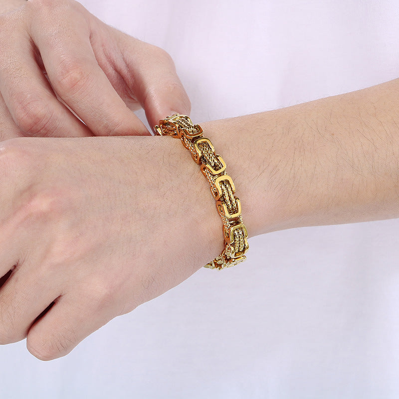 Byzantine Link Titanium Steel Bracelet | Unisex Geometric Chain Jewelry
