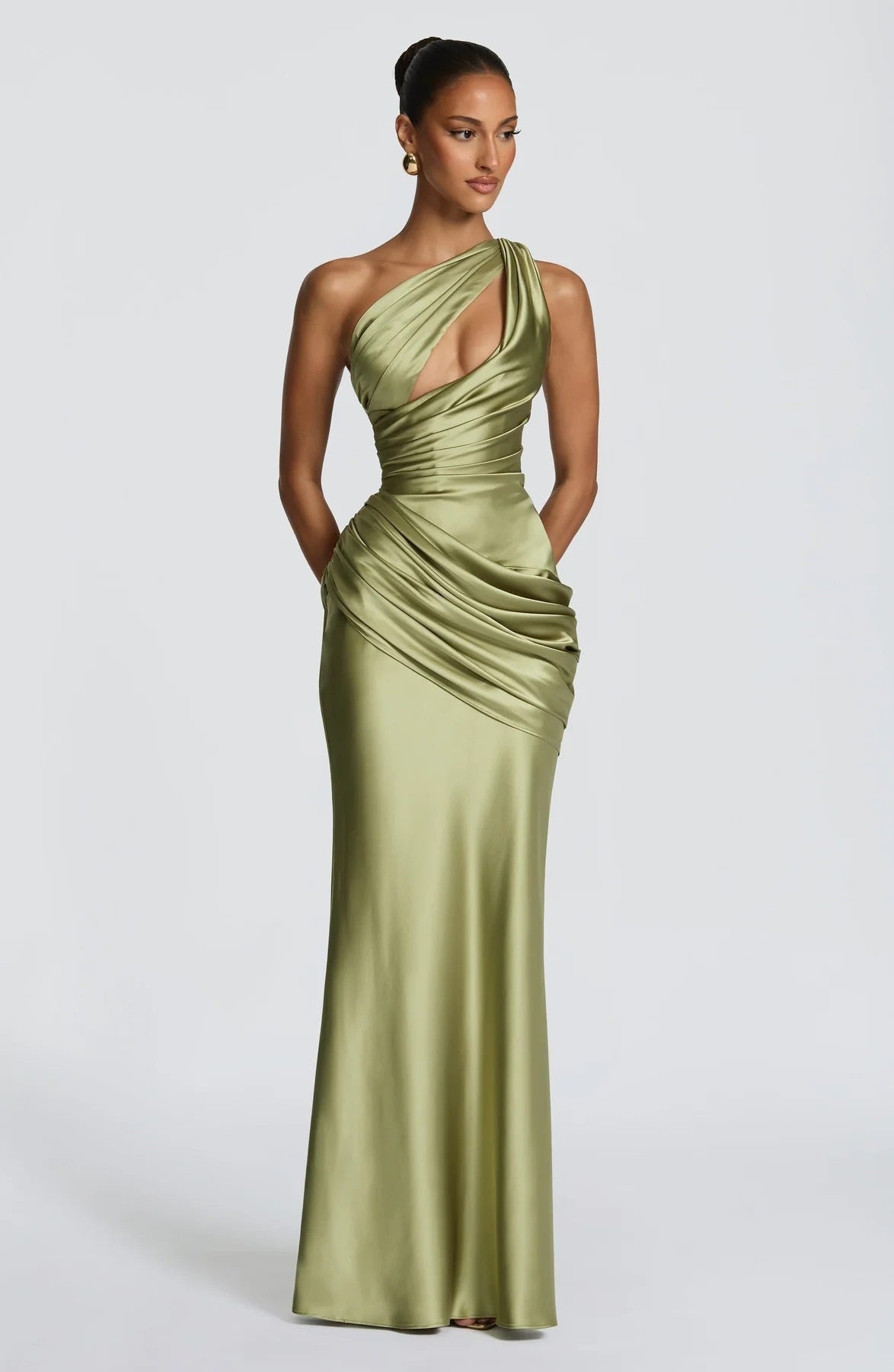 Women's One Shoulder Cutout Mermaid Gown | Sleeveless Formal Evening Dress