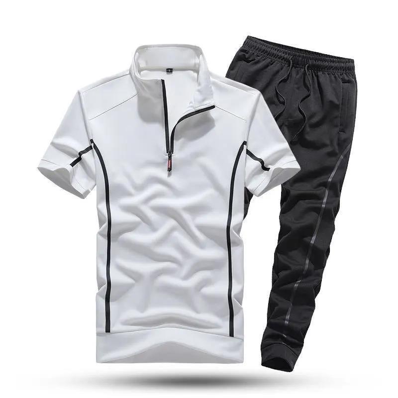 Men's Polo Shirt & Track Pants Athletic Set | Lightweight Summer Training Suit