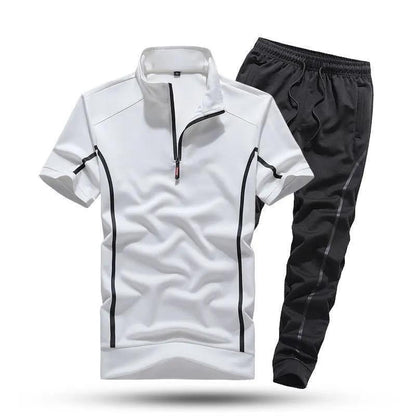 Men's Polo Shirt & Track Pants Athletic Set | Lightweight Summer Training Suit