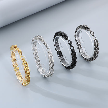 Byzantine Link Titanium Steel Bracelet | Unisex Geometric Chain Jewelry