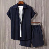 Men's Short Sleeve Shirt & Shorts Set | Casual Two-Piece Summer Co-Ord