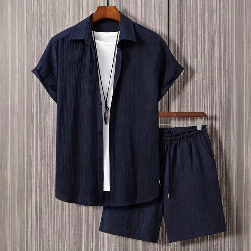 Men's Short Sleeve Shirt & Shorts Set | Casual Two-Piece Summer Co-Ord