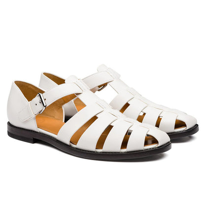 Men's Leather Buckle Open Toe Sandals | Business Casual Beach Shoes