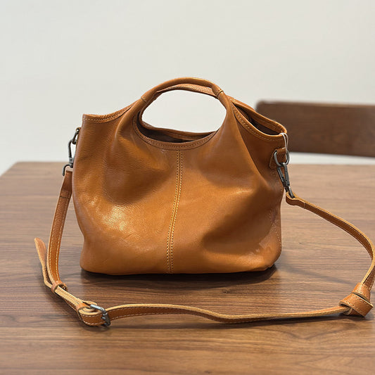Women's Leather Crossbody Dumpling Bag | Retro Zipper Shoulder Bag