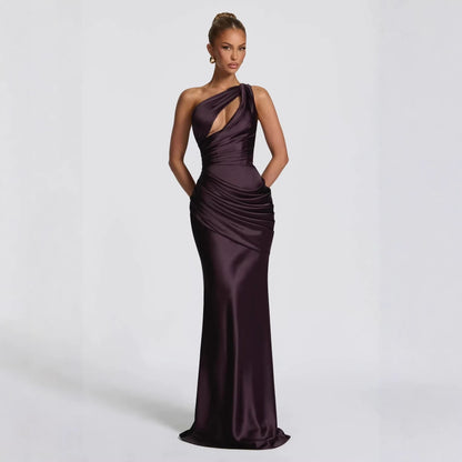 Women's One Shoulder Cutout Mermaid Gown | Sleeveless Formal Evening Dress