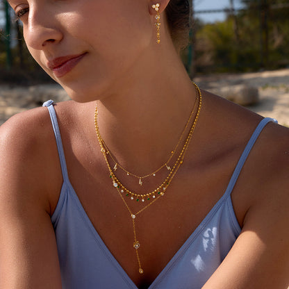 Women's Gold Geometric Pendant Necklace | Stainless Steel PVD Zircon Charm