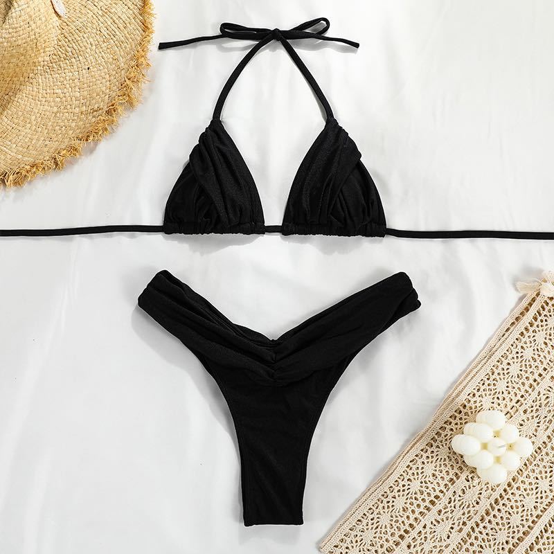 Women's Triangle Bikini Set | High Cut Nylon Spandex Two-Piece Swimsuit