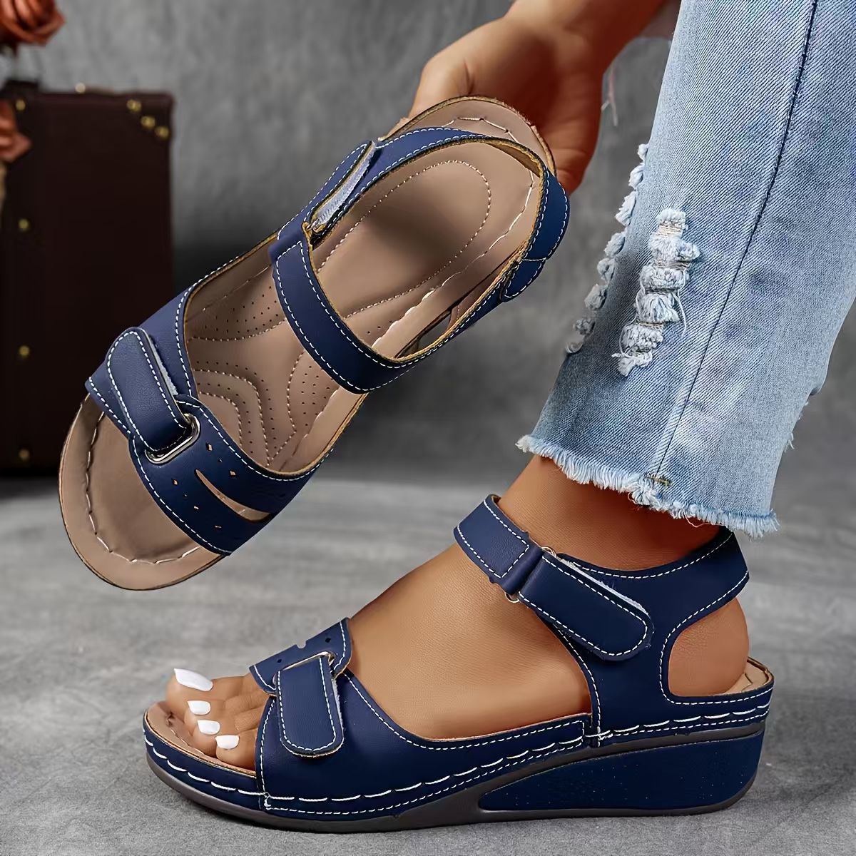 Women's Roman Velcro Strap Sandals | Casual Platform Walking Shoes