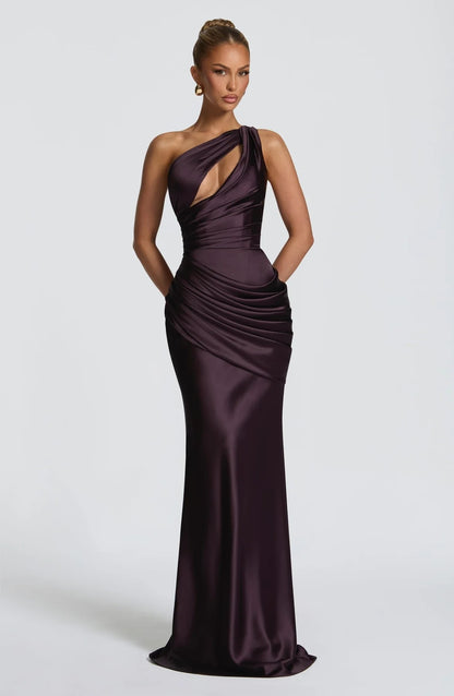 Women's One Shoulder Cutout Mermaid Gown | Sleeveless Formal Evening Dress