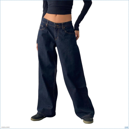 Women's High Waist Straight Leg Denim Jeans | Classic Casual Blue Jeans