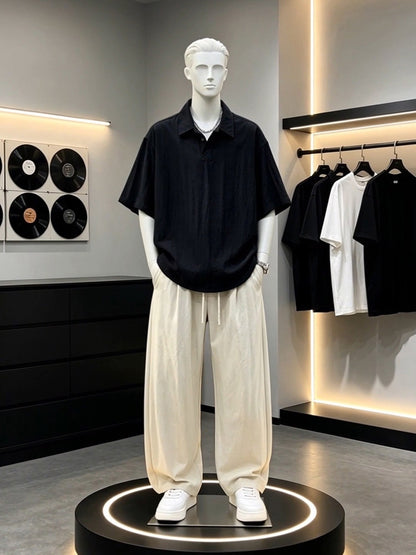 Men's Linen Polo Shirt & Wide-Leg Pants Set | Lightweight Summer Resort Outfit