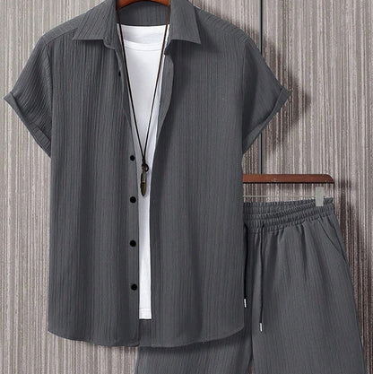 Men's Short Sleeve Shirt & Shorts Set | Casual Two-Piece Summer Co-Ord
