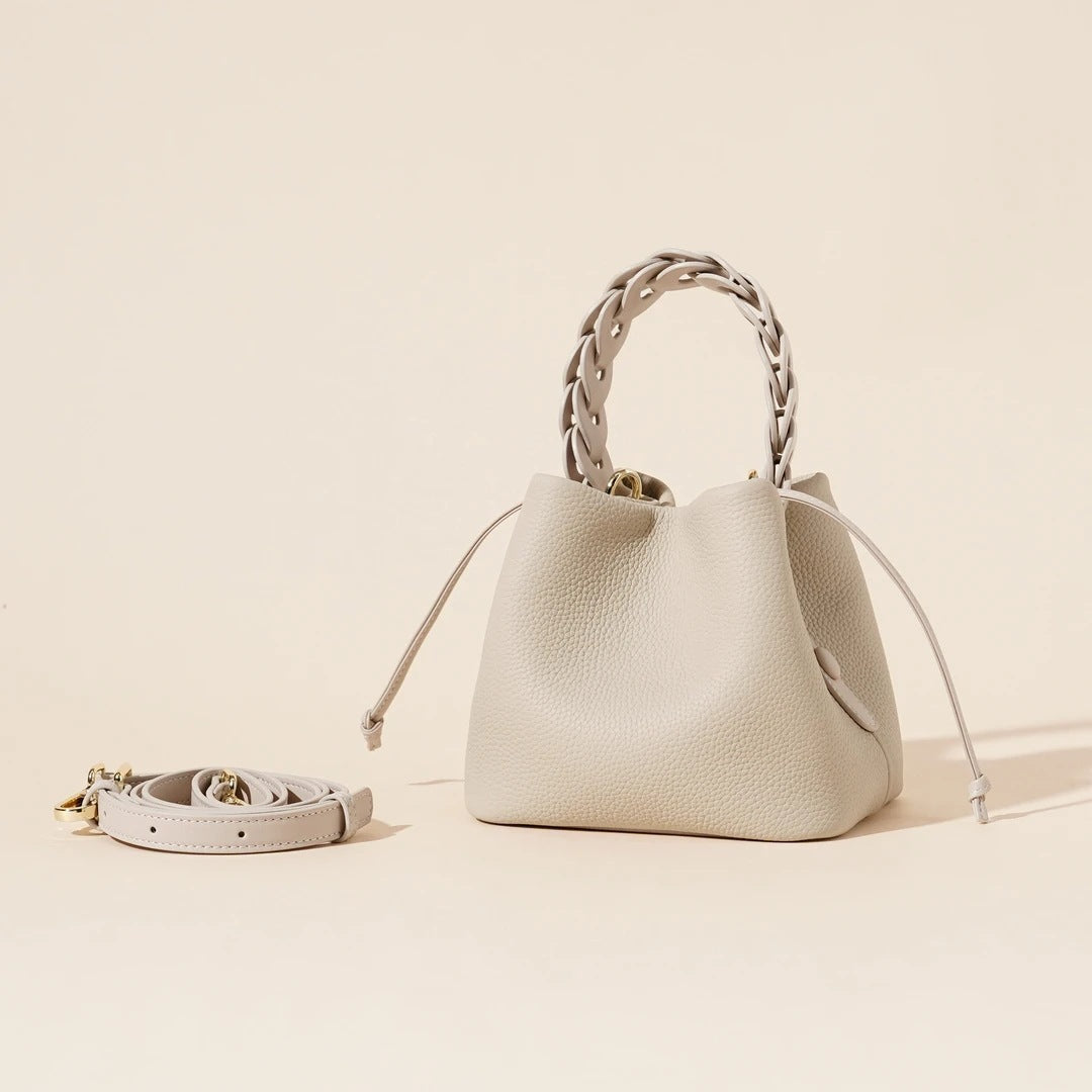 Women's Leather Drawstring Bucket Bag | Adjustable Crossbody Purse