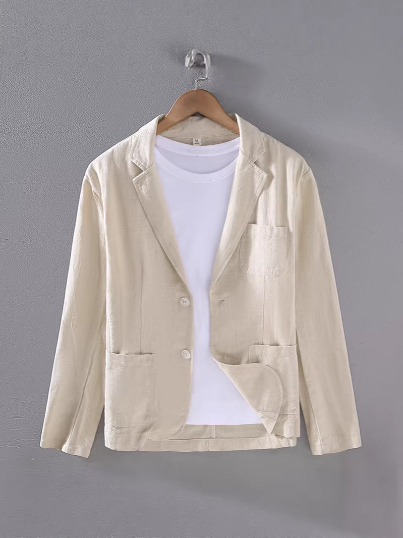 Men's Cotton Linen Suit Blazer | Lightweight Casual Unstructured Jacket