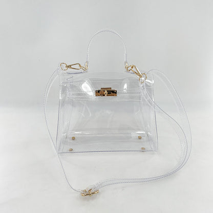 Women's Transparent PVC Lock Buckle Handbag | Structured Crossbody Clutch