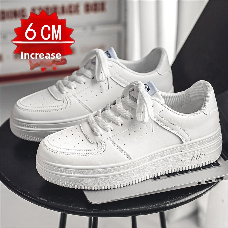 Men's White Court Sneakers | Hidden Lift Casual Fashion Shoes