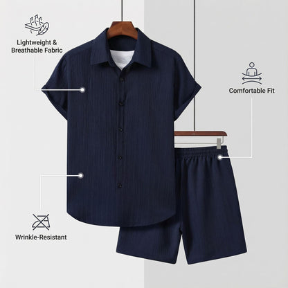 Men's Short Sleeve Shirt & Shorts Set | Casual Two-Piece Summer Co-Ord