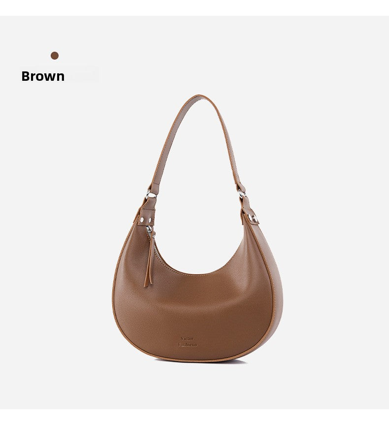 Women's Crescent Moon PU Leather Shoulder Bag | Compact Crossbody Handbag