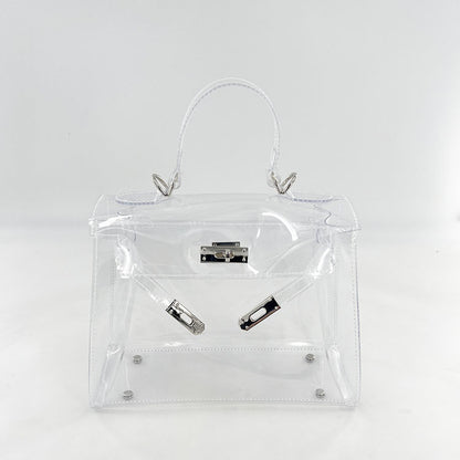 Women's Transparent PVC Lock Buckle Handbag | Structured Crossbody Clutch
