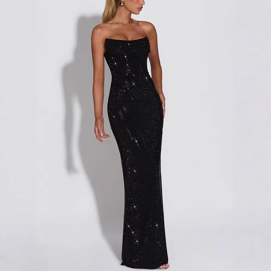 Women's Strapless Sequin Evening Gown | Sparkly Formal Maxi Dress