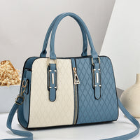 Women's Color Block Large Tote Handbag | PU Leather Adjustable Shoulder Bag