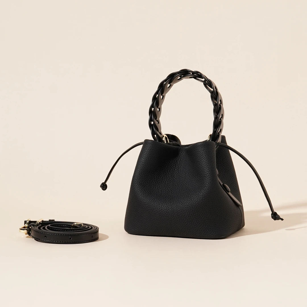 Women's Leather Drawstring Bucket Bag | Adjustable Crossbody Purse