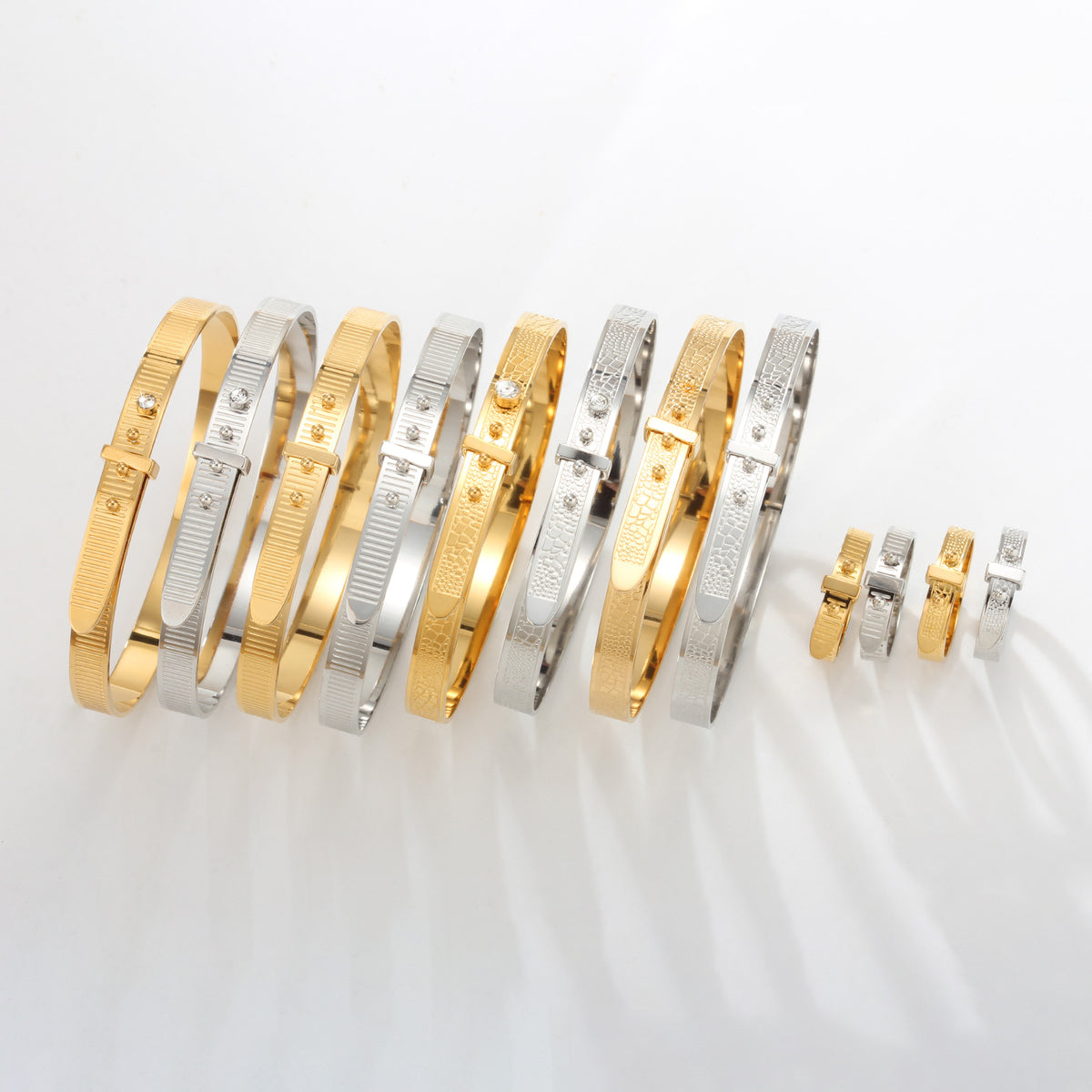 Adjustable Stainless Steel Cuff Bracelet | Textured Open Bangle