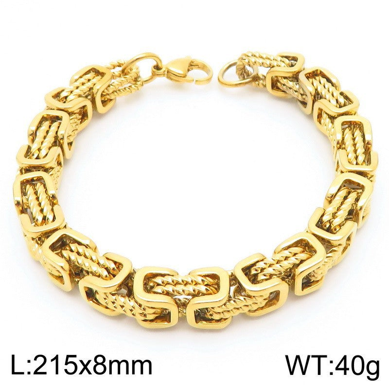 Byzantine Link Titanium Steel Bracelet | Unisex Geometric Chain Jewelry