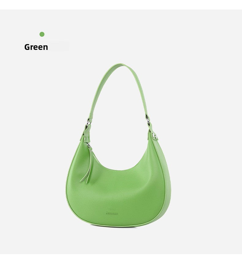 Women's Crescent Moon PU Leather Shoulder Bag | Compact Crossbody Handbag