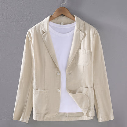 Men's Cotton Linen Suit Blazer | Lightweight Casual Unstructured Jacket