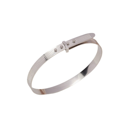 Adjustable Stainless Steel Cuff Bracelet | Textured Open Bangle