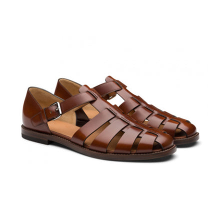 Men's Leather Buckle Open Toe Sandals | Business Casual Beach Shoes